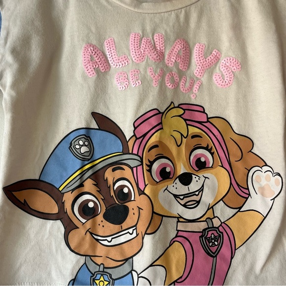 🌼 5/$25 Nickelodeon Paw Patrol Girls T-Shirt Chase & Skye Sequin Graphic 4T - Picture 2 of 11